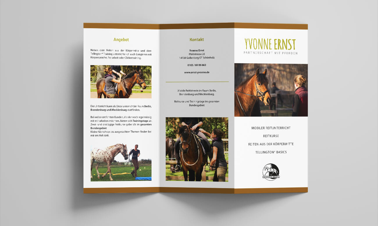 Flyer "Yvonne Ernst- Partnerschaft mit Pferden"